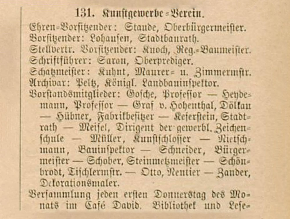 Auszug aus Adressbuch Halle 1888